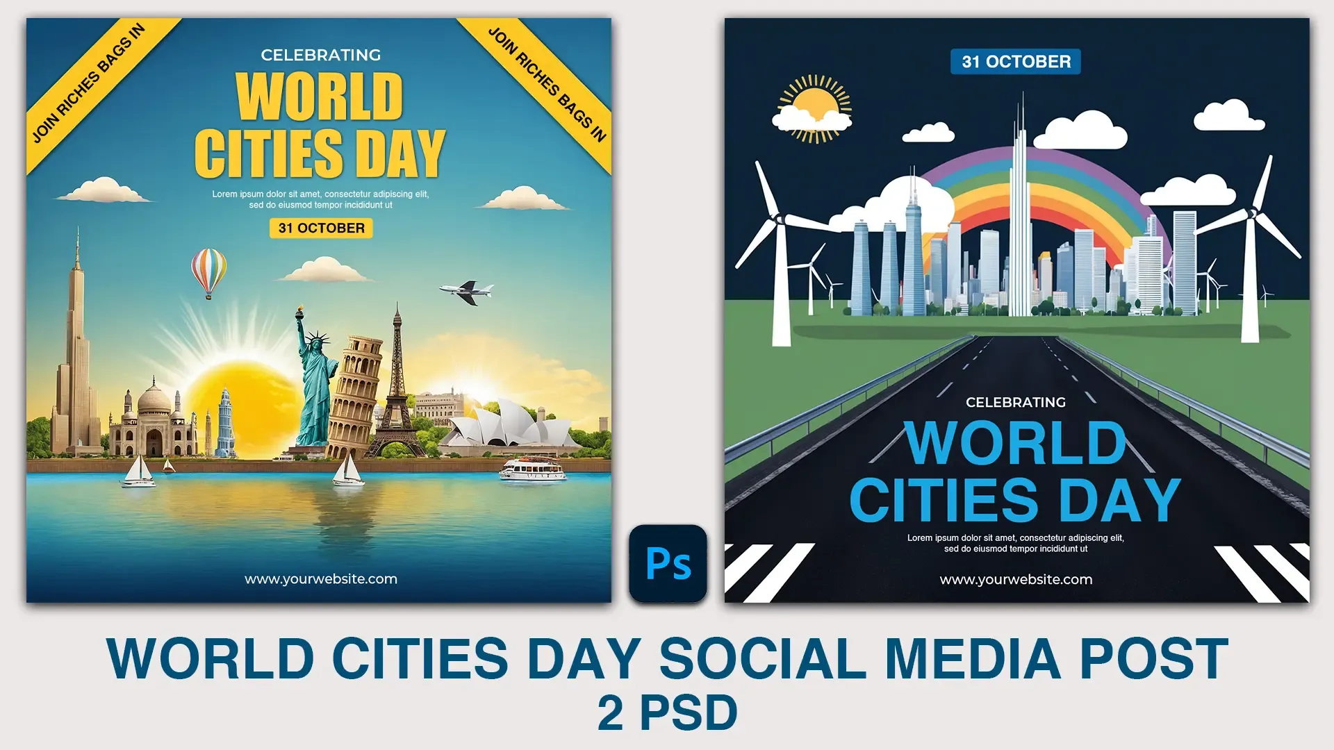 World Cities Day Instagram Post with Iconic Landmarks Design image